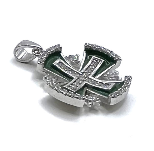 Sterling Silver Enamel Jerusalem Hollow Cross Pendant